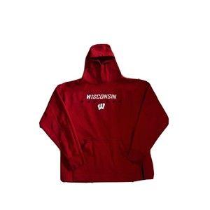 J America Wisconsin Badgers Hoodie Mens Medium M Embroidered Red Sweatshirt Logo